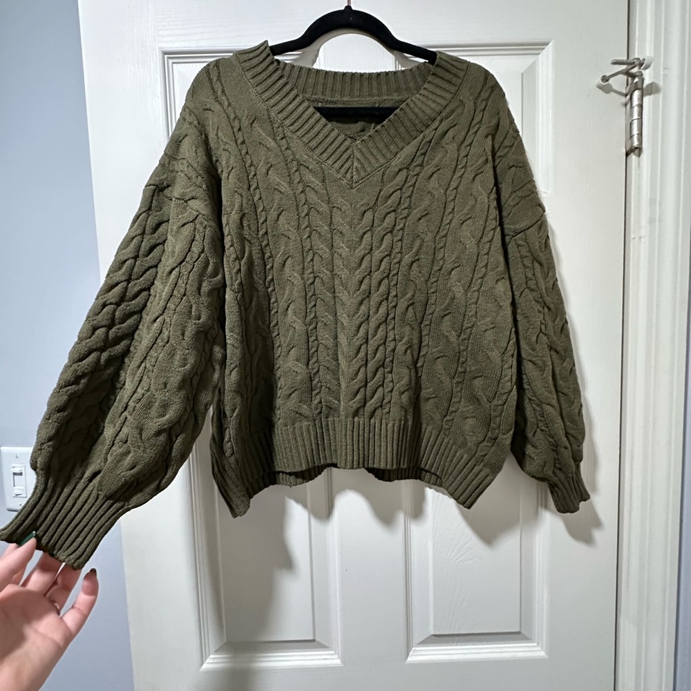 Olive Cable Knit Sweater